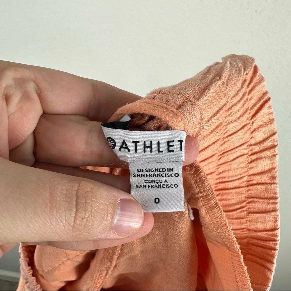 Athleta Orange Cabo 100% Linen 4” Athleisure Shorts Size 0